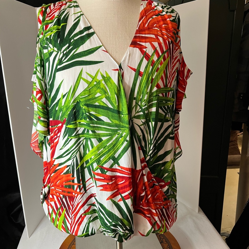 Tropical Leaf Print Blouse